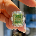GIA 8.09ct Green Diamond Ring with 1.58ct Accent Diamonds