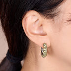 18K Yellow Gold Yellow Sapphire Diamond Hoop Earrings