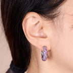 Pink Sapphire Diamond Hoop Earrings