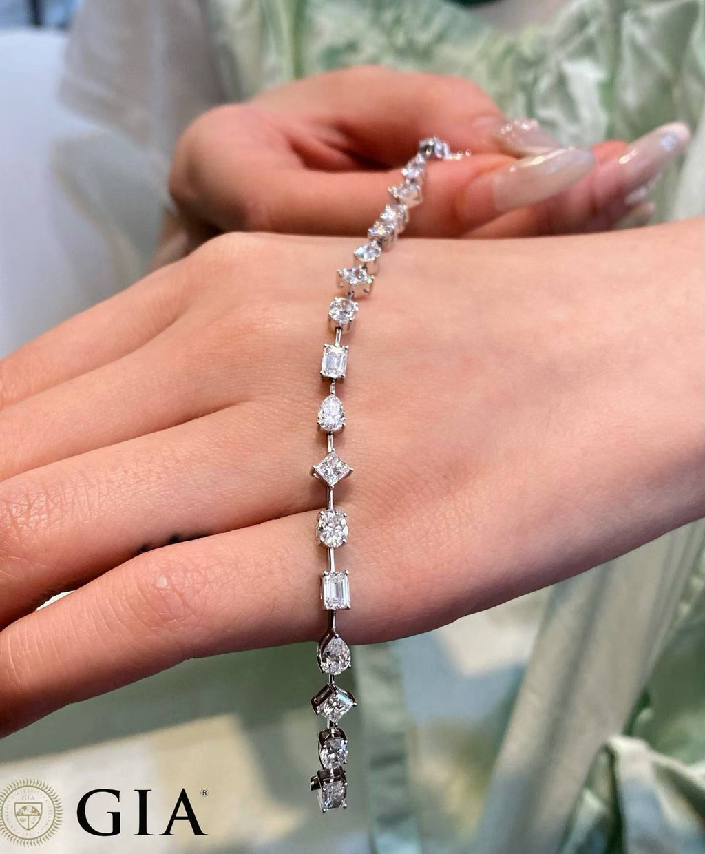 GIA Certified 6.00ct Fancy-Cut White Diamond Bracelet