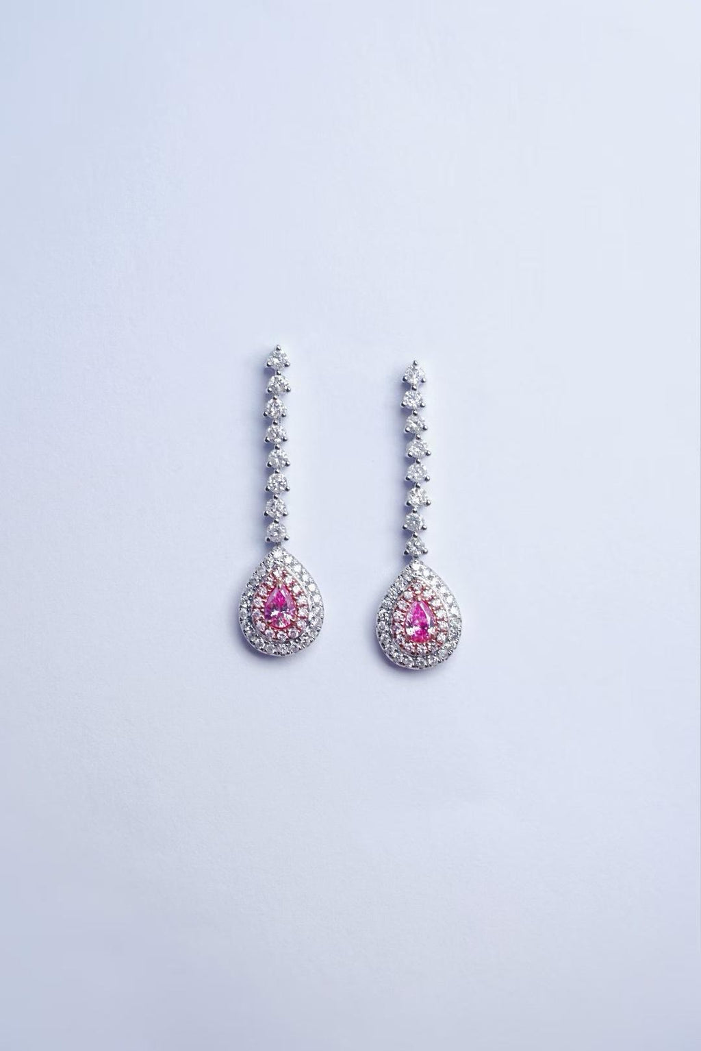 18K Gold 1.00ct Pear-Cut Pink Diamond Threader Earrings
