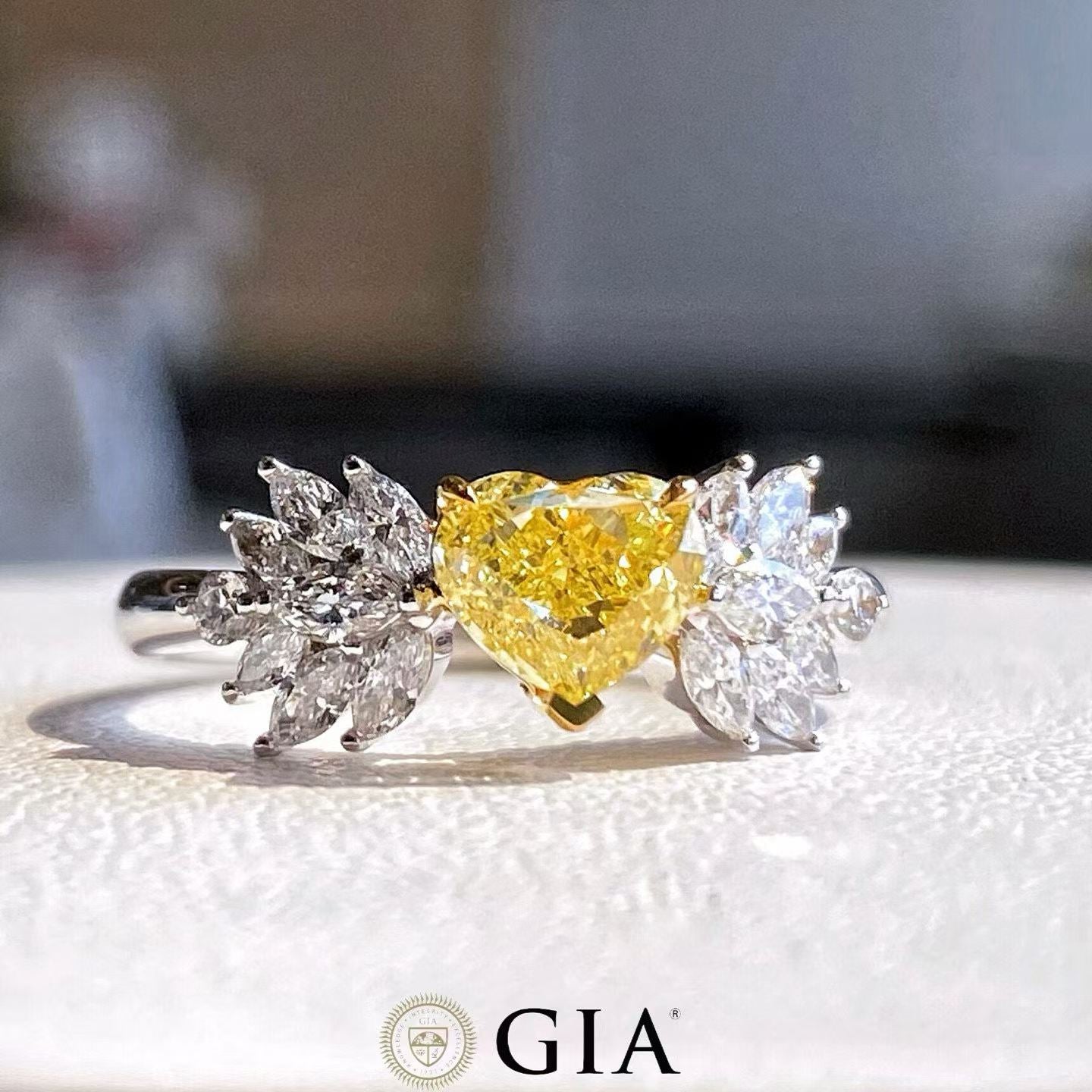 Intense Yellow Heart-Shaped Diamond Ring