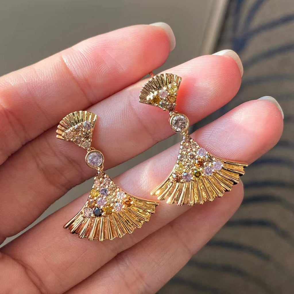 Fancy-Colored Fan Earrings