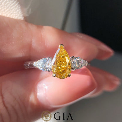 GIA Pear Yellow Diamond