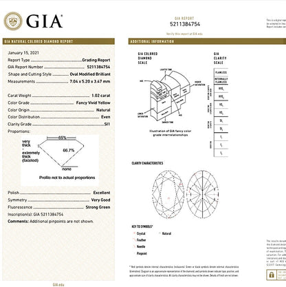 1 Carat GIA Certified Fancy Yellow Natural Diamond Ring