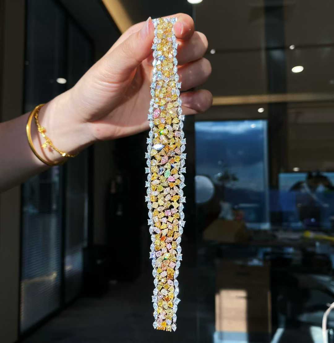 Multicolored Natural Diamond Bracelet — 30 Carats