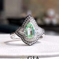 GIA 0.90ct Shield-Cut Green Diamond Ring