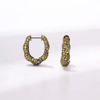 18K Yellow Gold Yellow Sapphire Diamond Hoop Earrings