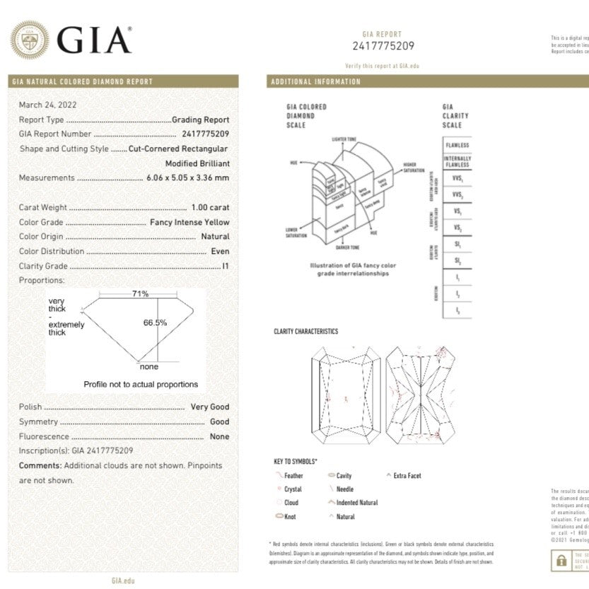 GIA Fancy Intense Yellow 1ct