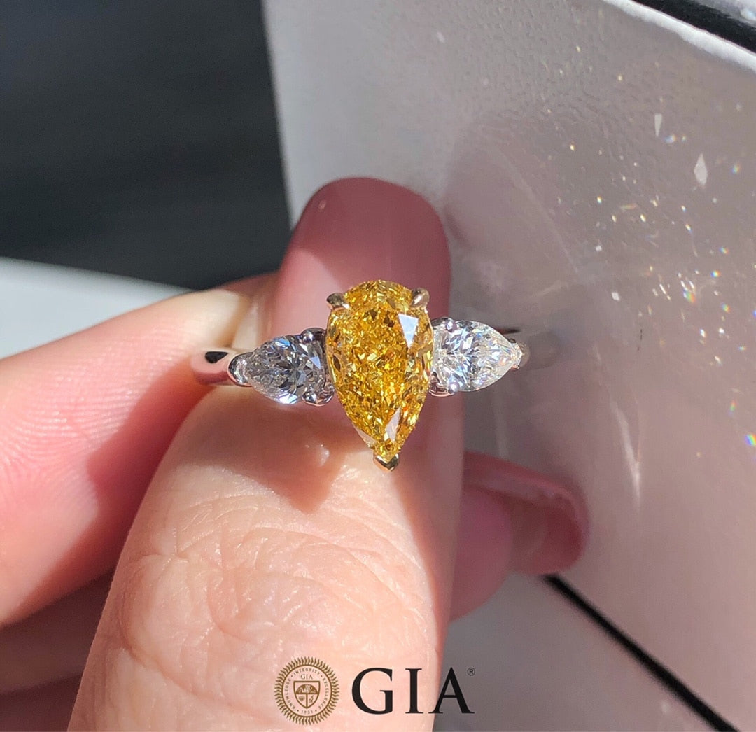 GIA Pear Yellow Diamond