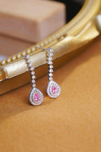 18K Gold 1.00ct Pear-Cut Pink Diamond Threader Earrings