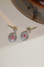Pink Stud Drop Earrings