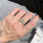 1.02 Carat Fancy Yellow Diamond Ring with 0.49 Carat Side Stones