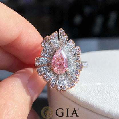 1.02ct GIA Fancy Light Brown-Pink Pear Diamond Ring