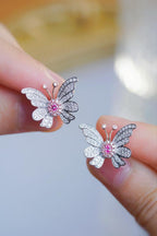 Pink Diamond Butterfly Earrings