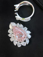 GIA 4ct Fancy Light Pinkish Brown Pear Diamond Halo Ring