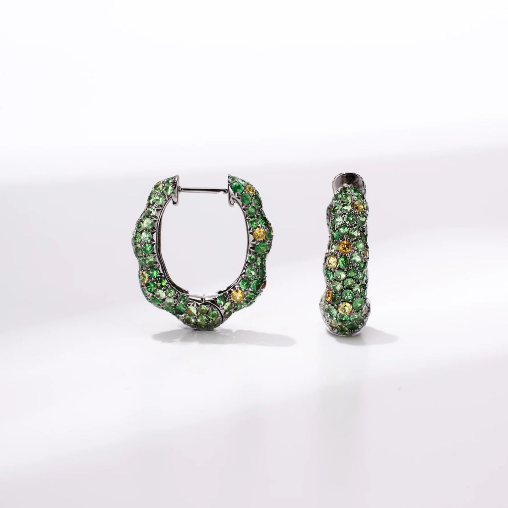 Green Sapphire Hoop Earrings