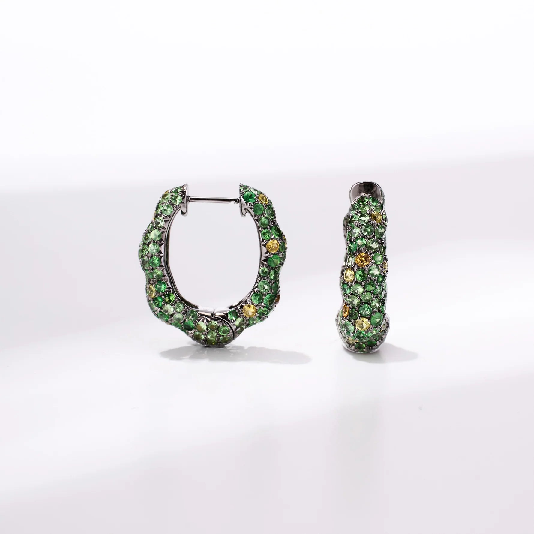 Green Sapphire Hoop Earrings