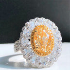 4 караттық GIA сертификаты бар сәнді сары сопақ гауһар тасты неке сақинасы