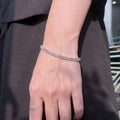 Bracelet tennis diamant blanc taille émeraude en or blanc 18 carats 