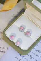 18K Gold Heart-Shaped Pink Diamond Stud Earrings