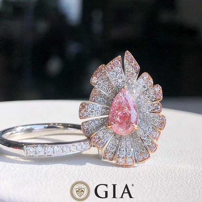 1.02ct GIA Fancy Light Brown-Pink Pear Diamond Ring