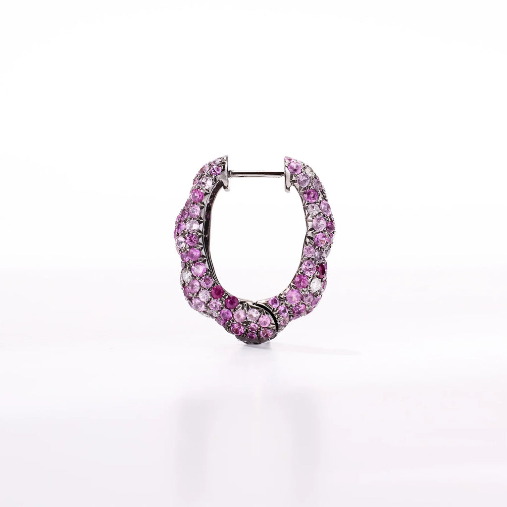 Pink Sapphire Diamond Hoop Earrings