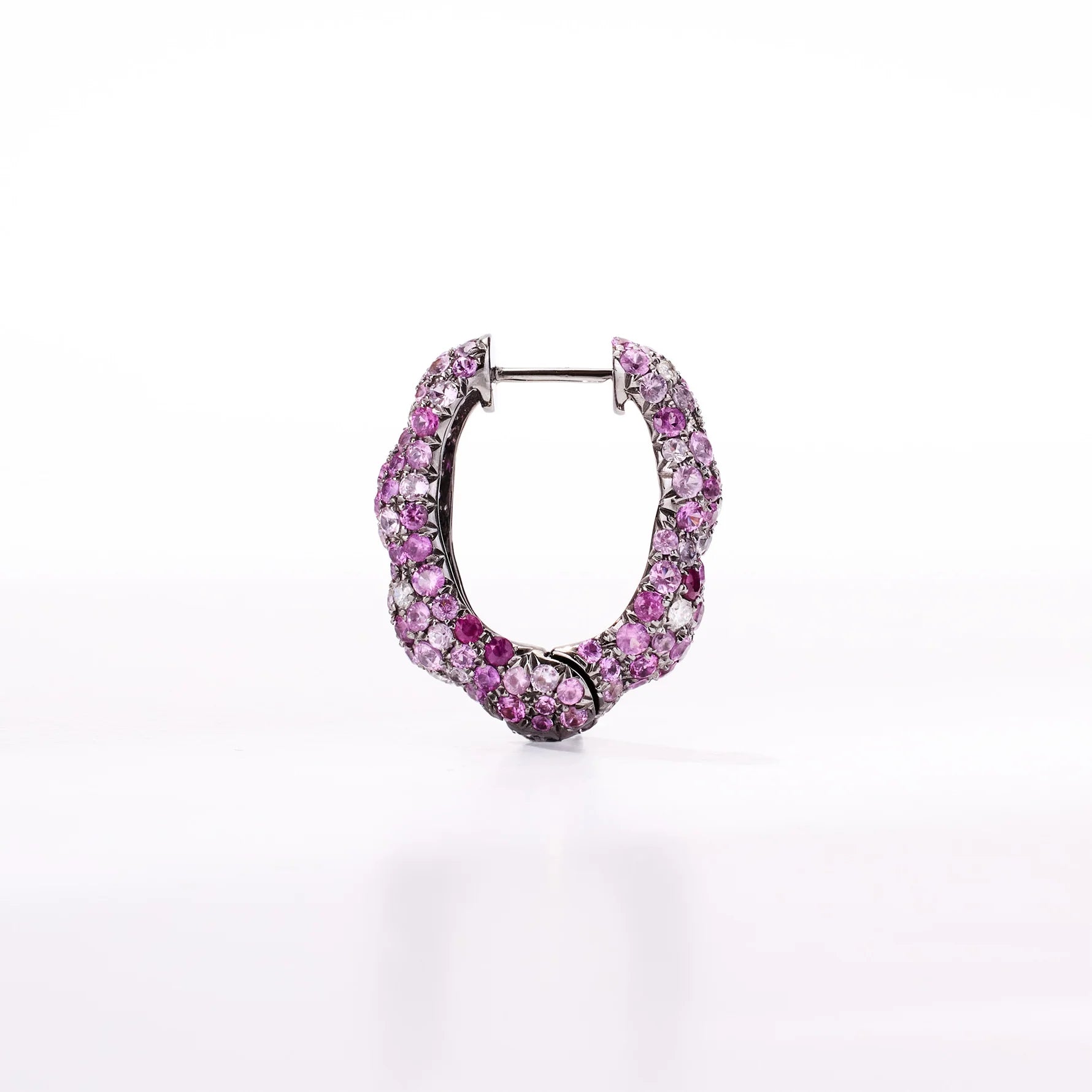 Pink Sapphire Diamond Hoop Earrings