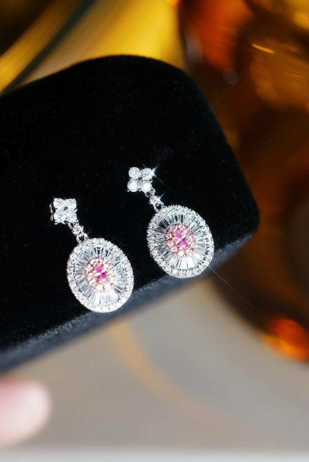 Pink Stud Drop Earrings