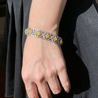 7.30ct Fancy Yellow and 3.46ct White Diamond Bracelet in 18K White Gold by Eze Jewelry