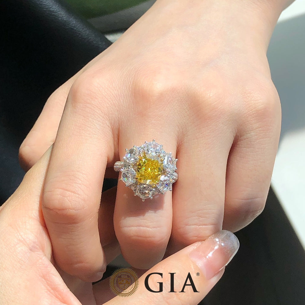 Bague diamant jaune vif