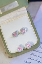 18K Gold Heart-Shaped Pink Diamond Stud Earrings
