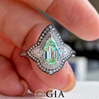 GIA 0.90ct Shield-Cut Green Diamond Ring