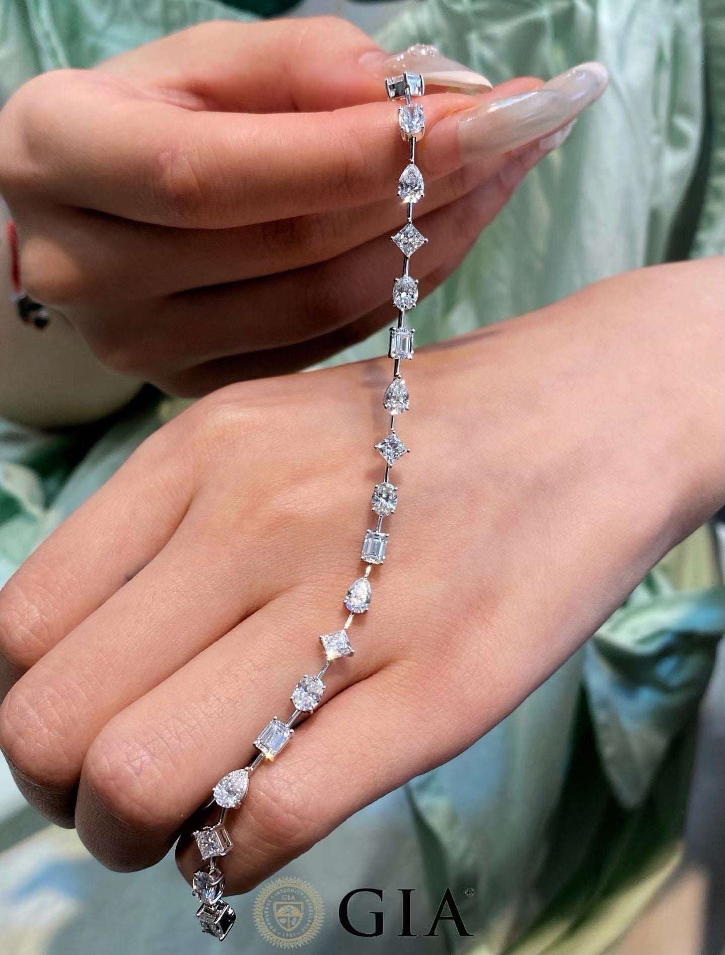 GIA Certified 6.00ct Fancy-Cut White Diamond Bracelet