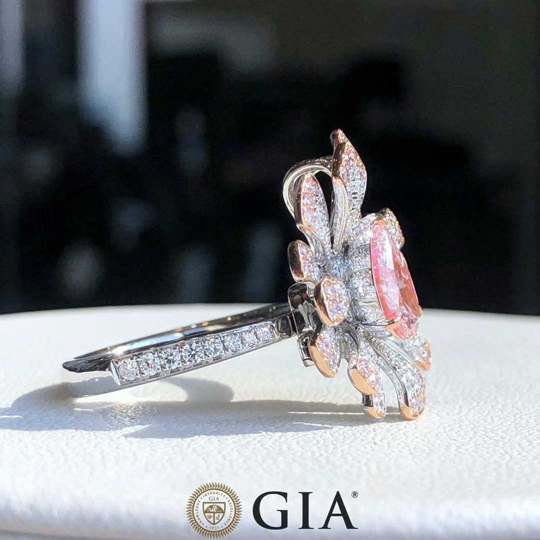 1.02ct GIA Fancy Light Brown-Pink Pear Diamond Ring