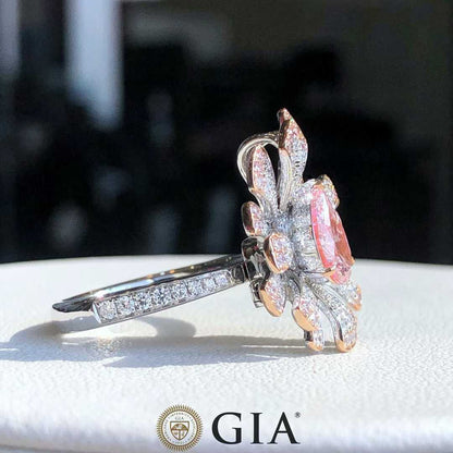 1.02ct GIA Fancy Light Brown-Pink Pear Diamond Ring
