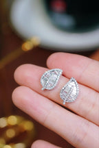 18K Tapered Leaf Diamond Stud Earrings