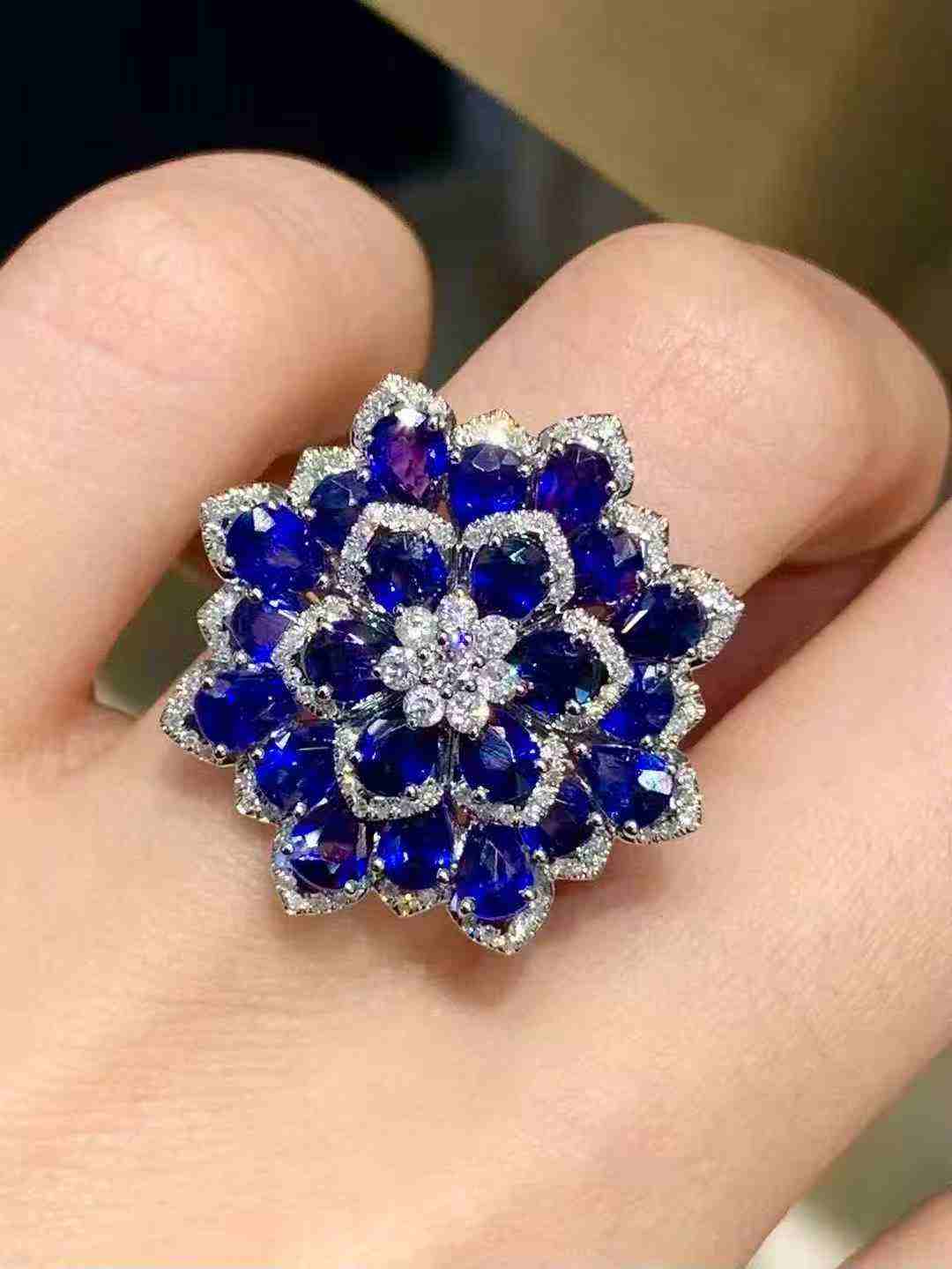 Blue Sapphire Diamond Cocktail Ring