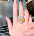 “7ct fancy yellow and white diamond GIA engagement ring in 18k gold”