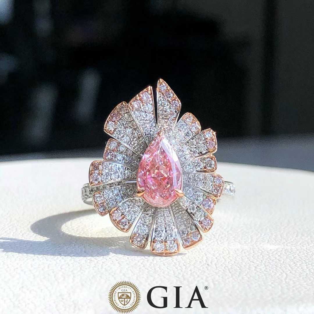 1.02ct GIA Fancy Light Brown-Pink Pear Diamond Ring