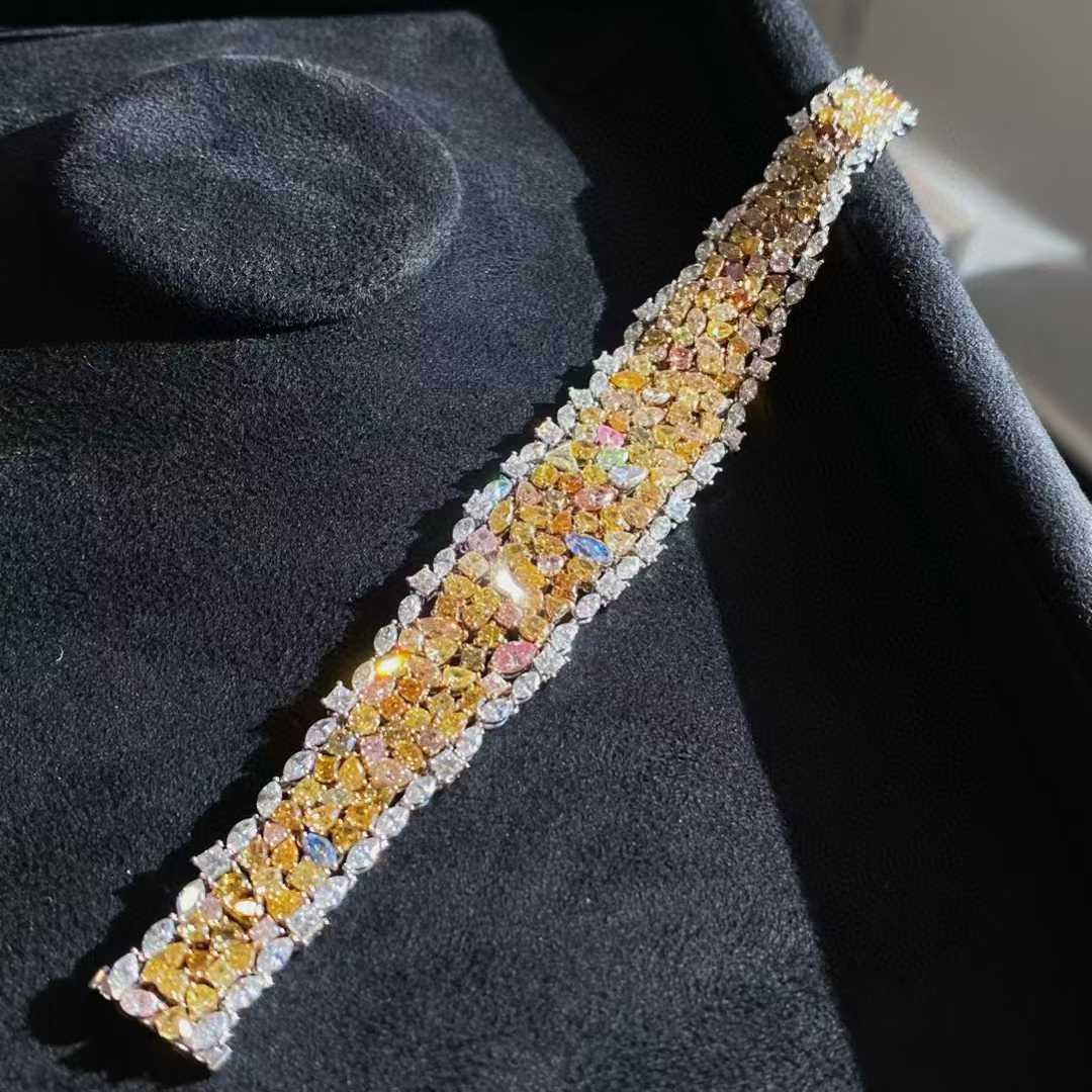 Multicolored Natural Diamond Bracelet — 30 Carats