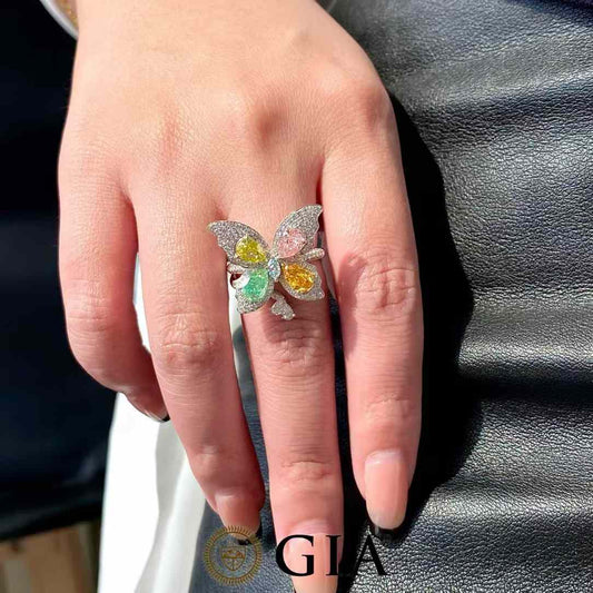 Mixed Color Butterfly Ring