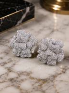 Elegant 18K gold floral diamond earrings for women