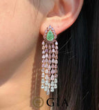 Fancy-color green diamond drop earrings with GIA-certified center diamonds