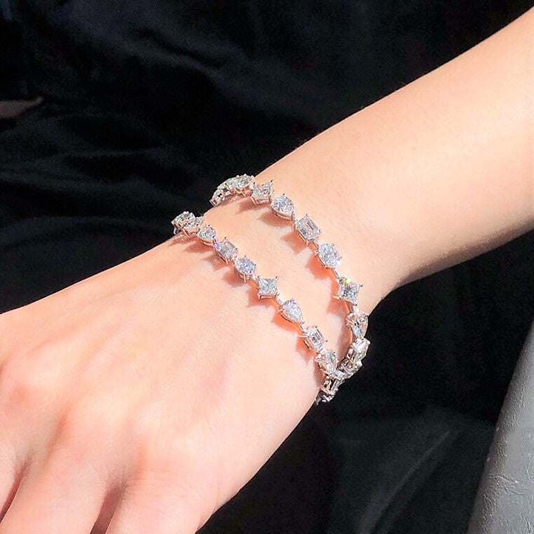 Fancy Multi-Shape Diamond Tennis Bracelet, 7 TCW, D Color, VS Clarity, Timeless Design