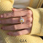 GIA Certified 2.19ct Fancy Intense Yellow Diamond Ring with 4.60ct white diamonds in 18k white gold
