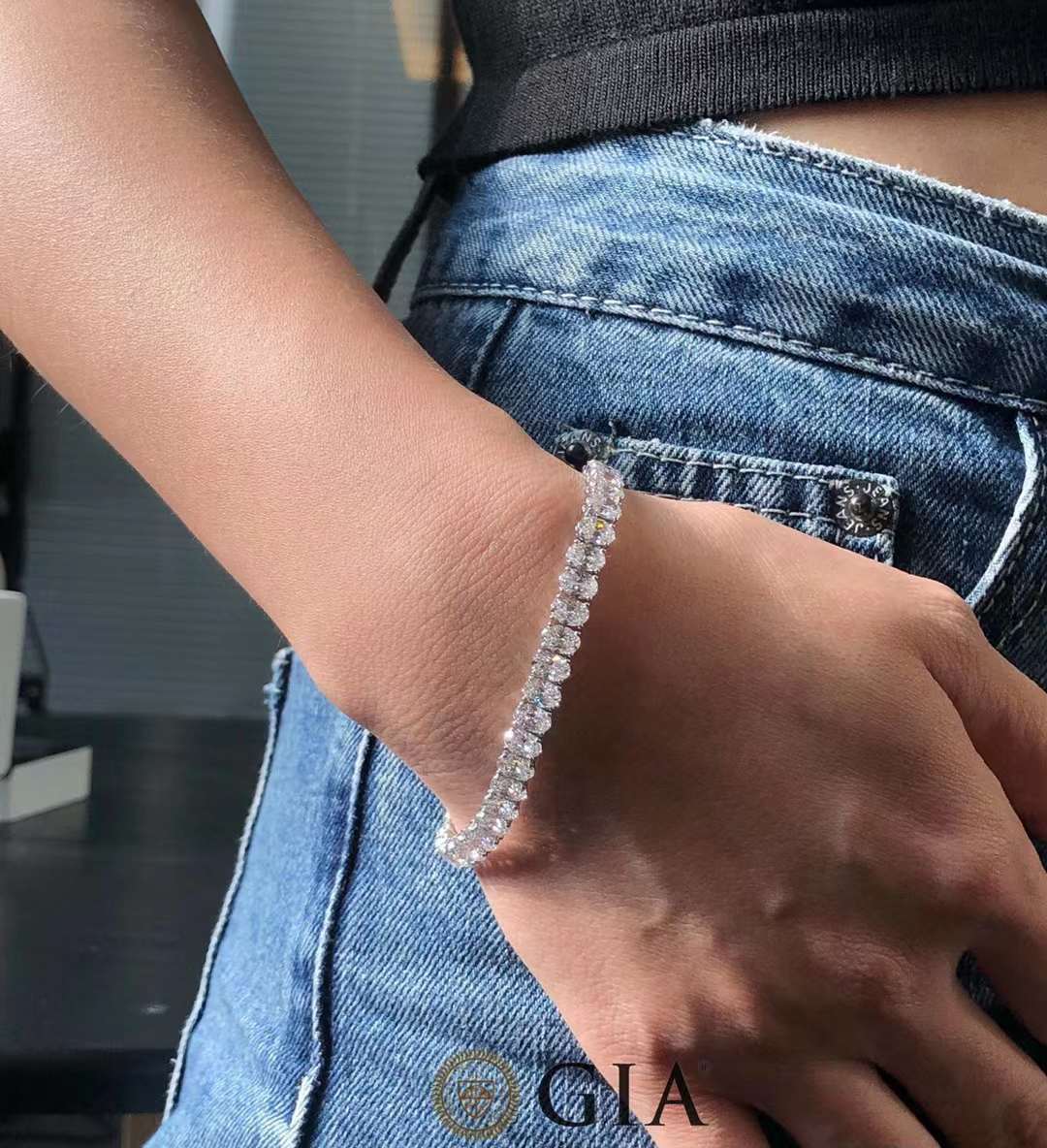  GIA Certified Oval Diamond Tennis Bracelet in 18K White Gold, 42 Diamonds, 12.60ct Total, D-E-F-G Color, VS-VVS Clarity