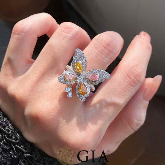 GIA certified butterfly diamond ring 