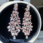 Pink and White Diamond Dangle Earrings