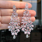 Pink and White Diamond Dangle Earrings